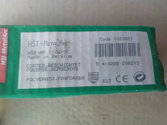 2 lampes iodure métallique HSI METAL ARC culot E27 100W SYLVANIA 2