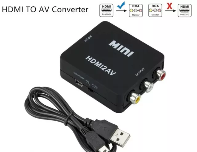 Adaptateur Convertiseur HDMI vers RCA / AV support 1080p plug and play