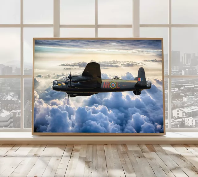 RAF Avro Lancaster Bomber Print - WW2 Aviation Memorabilia Wall Art Décor