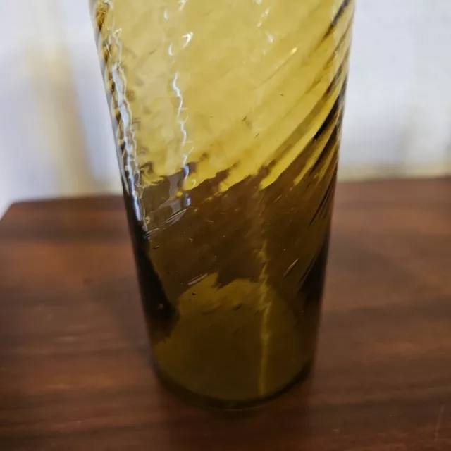 Vintage Mexican Hand Blown Amber Gold Swirl Tall Tom Collins Glass 3