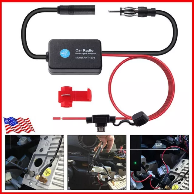 Car Auto Stereo FM & AM Radio Signal Antenna Aerial Signal Amp Amplifier Booster