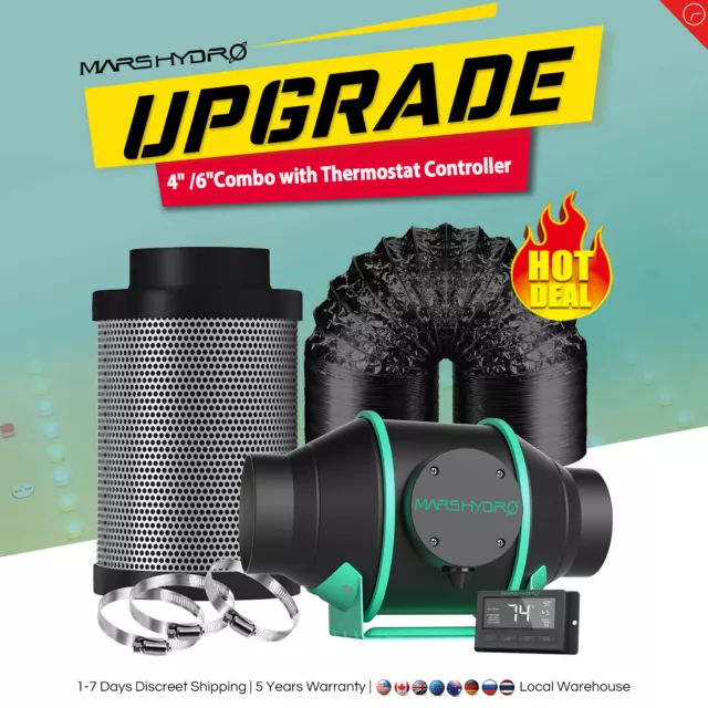 Mars Hydro 4/6 Zoll Inline-Kanallüfter und Kohlefilter-Kombination Combo 3