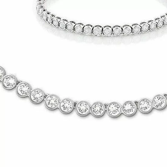 Tennis Necklace Earrings Rhodium Bridal Bracelet Set Swarovski Inspired 3pc UK 3