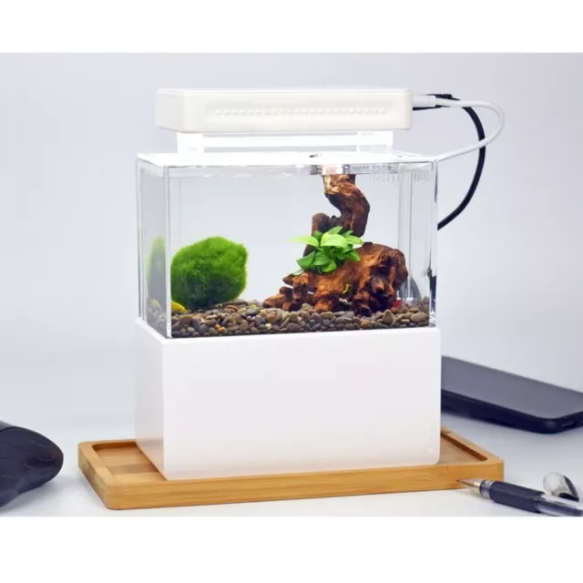 Mini Aquarium Komplett Set Dekoration mit LED-Beleuchtung Pumpe und Filter 1L