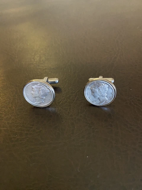 90 % Silver, Mercury Dime Cufflinks 90 % Silver, Mercury Dime Cufflinks