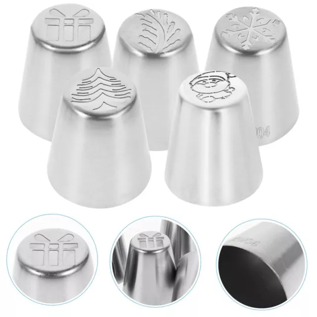 5PCS Russian Piping Tips Christmas Flower Nozzle Kit for Cake Decorating