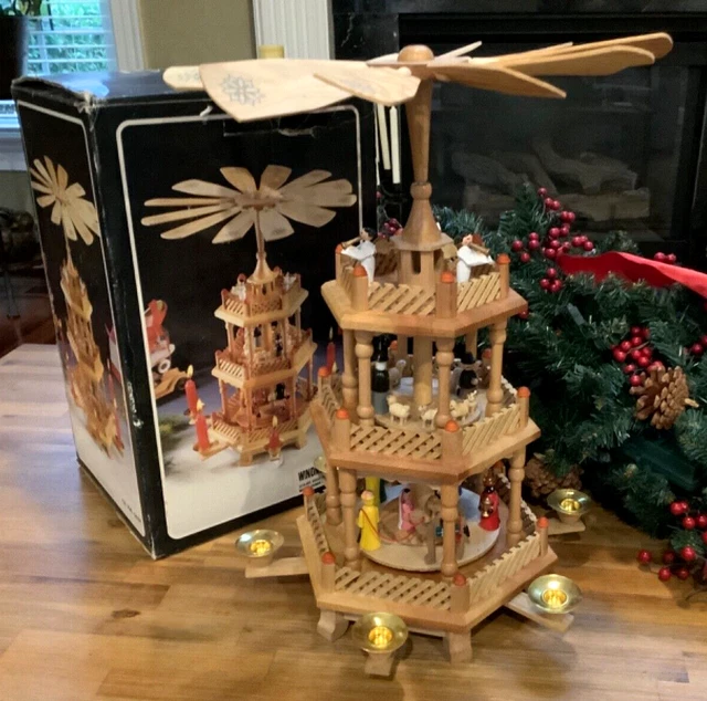 HOUSE OF LLOYDGERMAN Christmas 3Tier Pyramid Nativity Candle Carousel