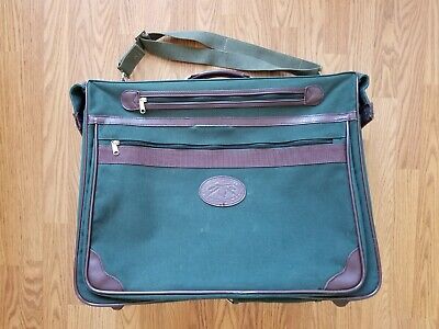 Orvis Vintage Leather Canvas Rolling Suitcase Wheeled Battenkill Luggage Garment