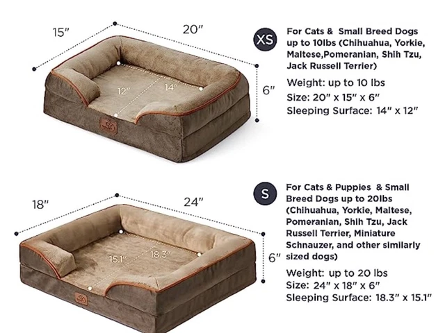BEDSURE Small Orthopedic Dog Bed, Bolster Dog Beds For Small Dogs - Foam Sofa Wi 3