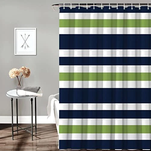 Navy Blue, Lime Green and White Bathroom Fabric Bath