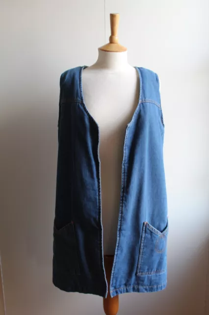 ASOS Sherpa long denim gilet, sleeveless jacket, size 8