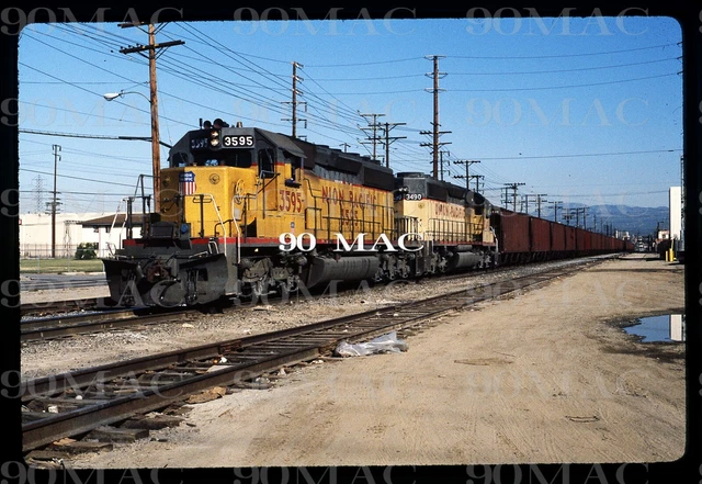 UNION PACIFIC-UPRR EMD SD40-2 #3595. Vernon (CA). Original Slide 1987.