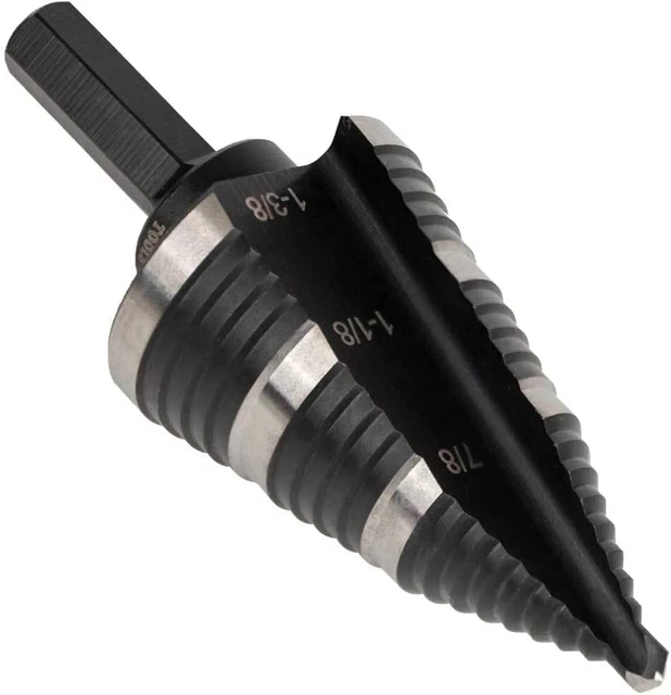 Klein Tools KTSB15 Step Drill Bit #15 Double Fluted 7/8 to 1-3/8-Inch with Easy-
