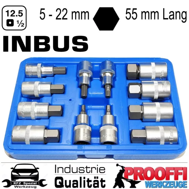 12-tlg Innensechskant 6-Kant Stecknuss Set  5 - 22mm Für Inbus Schraube S-SH1212