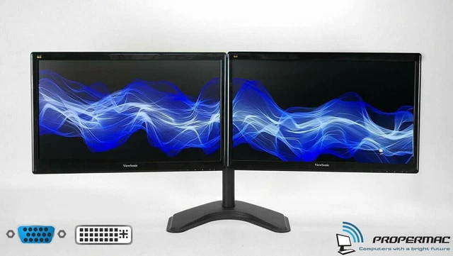 Dual 24" PC Monitor Bundle 48" 2x24" FULL HD 1920x1080 VGA ONLY + STAND GRADE B