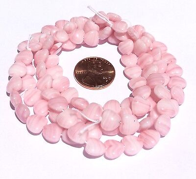 Fine Trade Opaque Light Pink heart shape Czech Bohemian Glass beads