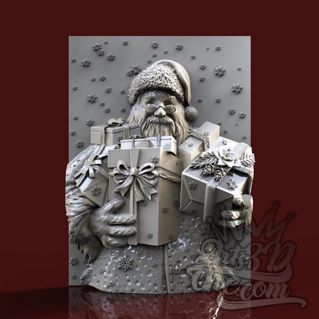 3D STL MODEL for CNC Router Santa Peeking around door Vectric Vcarve ...