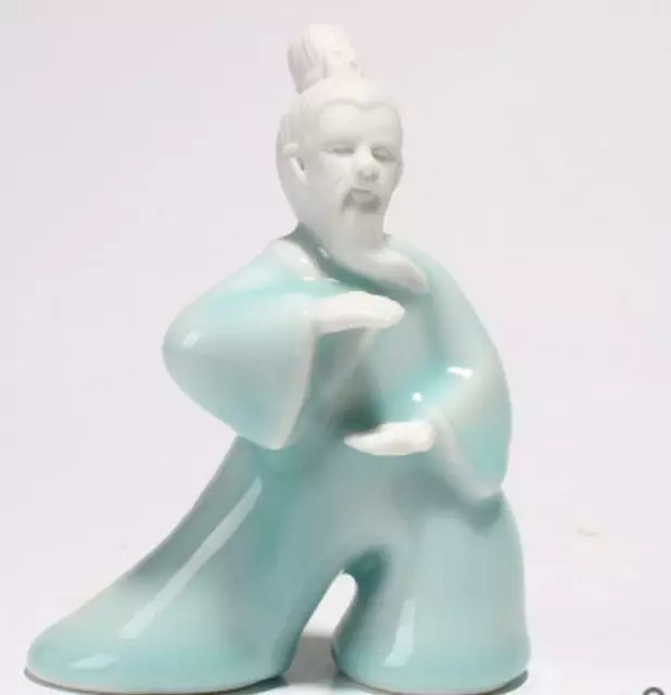 Chinese Celadon Porcelain Pottery Tai Chi Characters Baoyun Tea Pet Statue