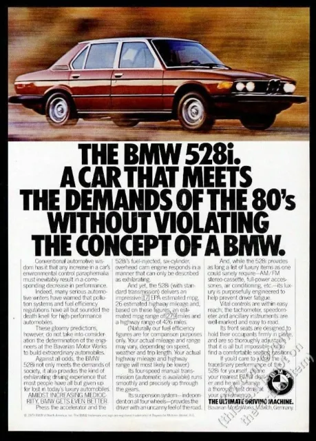 1980 BMW 528i car color photo vintage print ad