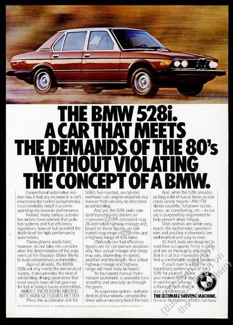 1980 BMW 528i car color photo vintage print ad