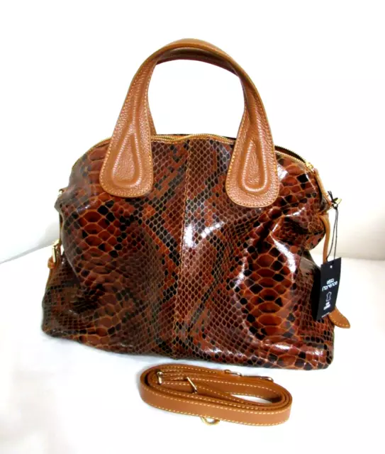 Italian Python Embossed Premium Leather X-Large Soft Handbag Bag - Made In Italy