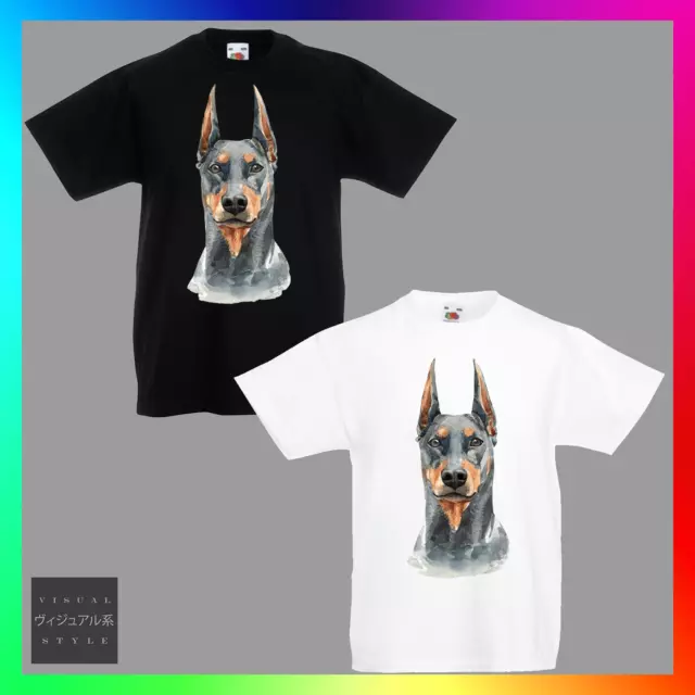 Doberman DogT-Shirt Tee Kids Unisex Childrens Cute Pup Puppy Pupper Art Xmas