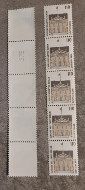 SWK 110 Pfg, 5er Streifen aus Bogen/Rolle , MiNr 1935, Sehenswürdigk, postfrisch
