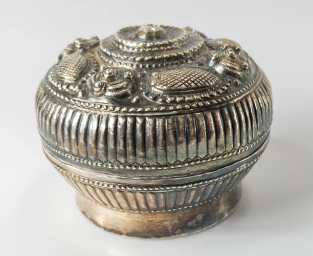 Antique South East Asian Silver Betel Nut Leaf Box