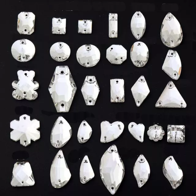 Sew On Rhinestones Crystal AB Glass Beads Flatback White Stones for Dress Making 2