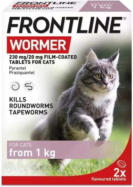 FRONTLINE WORMER - Cat Worming Treatment - 2 Tablets - NEW - UK