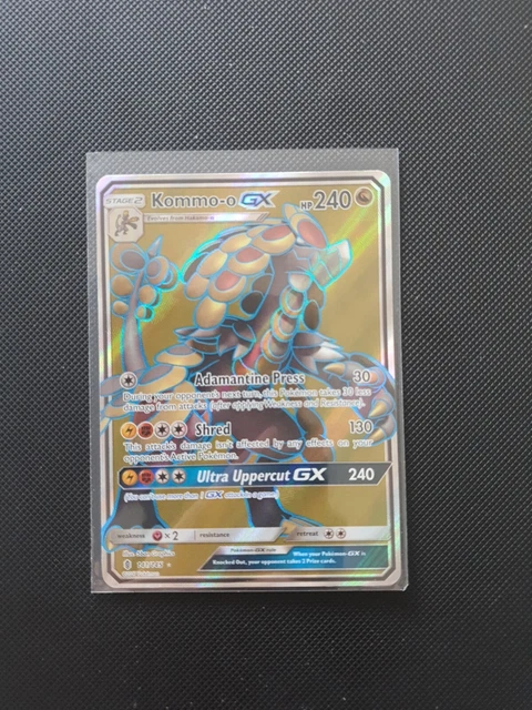Kommo-o GX 141/145 Pokémon-Karte Wächter steigend. Full Art Ultra seltene Holo