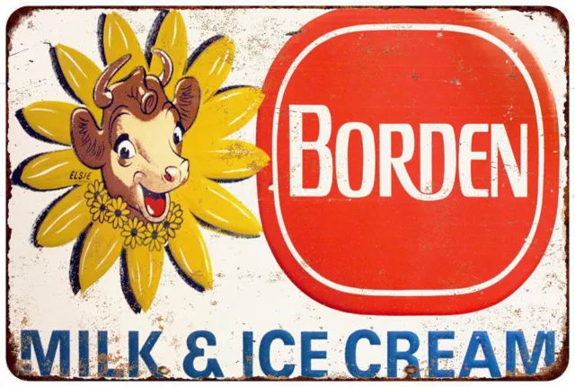 Borden Milk and Ice Cream Vintage Look Reproduction metal sign