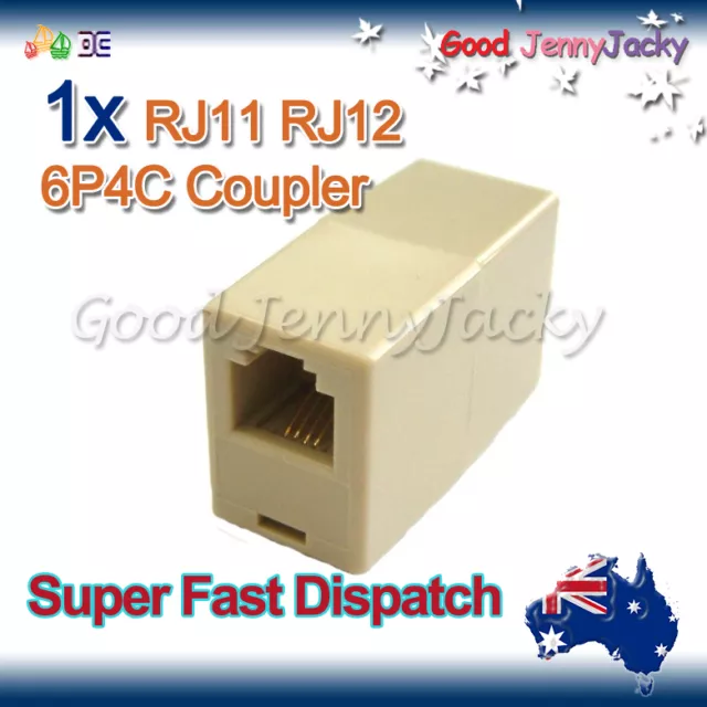 1 x RJ11 6P4C 4wire Coupler Female-F for Phone/Telephone Cable/Cord/Wire Joiner