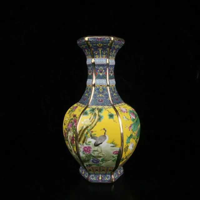 Chinese Enamel cloisonne Porcelain Handmade Exquisite Flower & Birds Vase