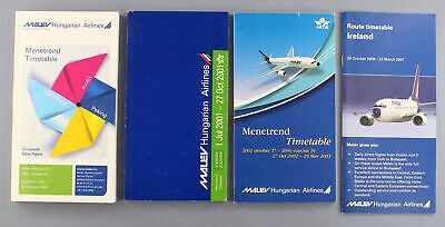 Malev Airline Timetables X 4 - 2001 2003 2004 2006/07 Hungary