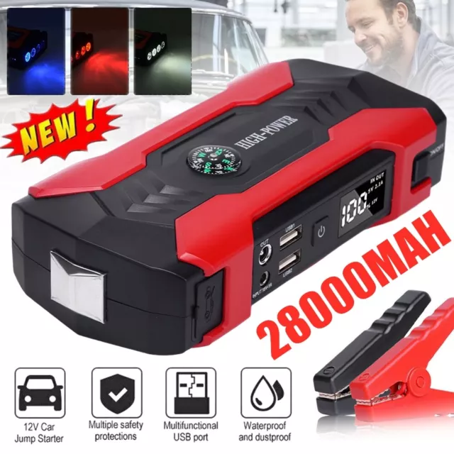 28000mAh Auto KFZ Starthilfe Jump Starter 12V Ladegerät Booster Power Bank PKW