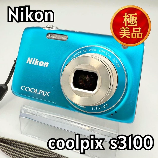 NIKON COOLPIX S3100 Blue Compact Camera Used Excellent