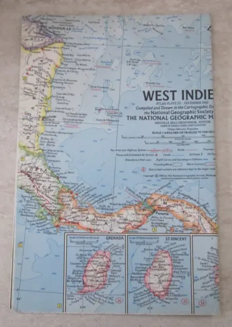 West Indies     -  National Geographic Magazine Map  ,  1962