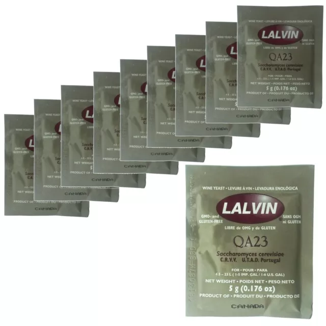 10x bustine di lievito di vino bianco Lalvin QA23 5 g 16% produzione vinicola fatta in casa 4,5 L-23 L