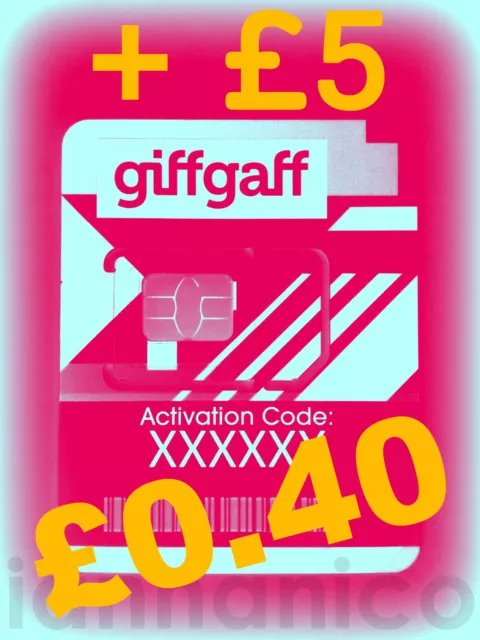 GIFFGAFF UK SIM CARD [Standard/Micro/Nano] + FREE POSTAGE + £5 BONUS