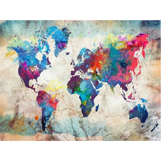 Diamond Painting 5D Mappa Del Mondo - Instarry - Kit Completo 90x60 Cm - Diamanti Rotondi 26 Facce - Tela HD - Senza Cornice