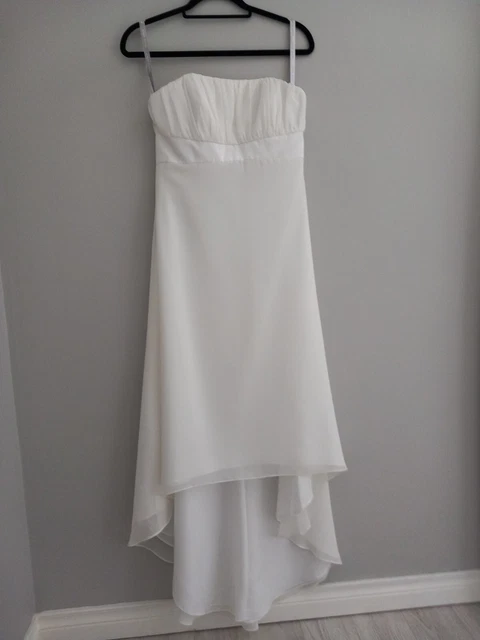 Abito da sposa/damigella d'onore in chiffon corto avorio - treno per schiena  