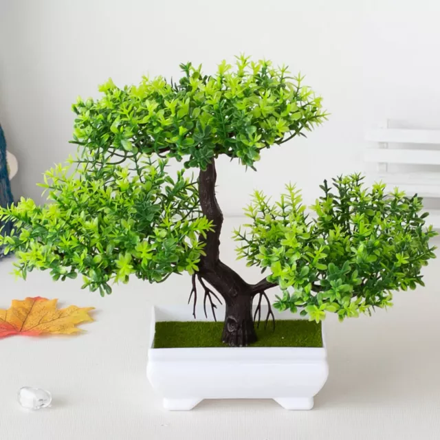 Planta artificial bonsái plástico maceta de árbol pequeño planta falsa flor adorno en maceta