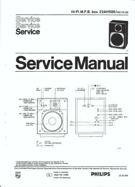 Philips Service Manual für MFB Box 22 AH 586 niederländisch Copy