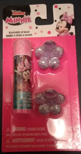*NEW *Minnie Mouse Cotton Candy Flavored Lip Balm and 2 Hair Clips.