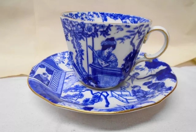 Royal Crown Derby Blue Mikado Bone China Tea Cup & Saucer