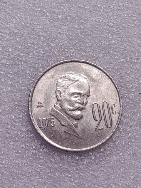 Monnaie, Mexique, 20 Centavos, 1975 Mexico City, Copper-nickel,