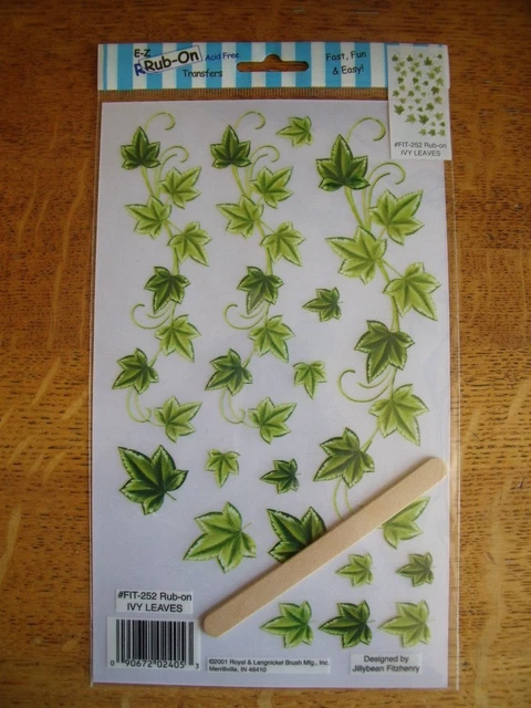 E-Z RUB-ON säurefreie Transfers - Royal & Langnickel - IVY BLÄTTER - NEU UNGEÖFFNET