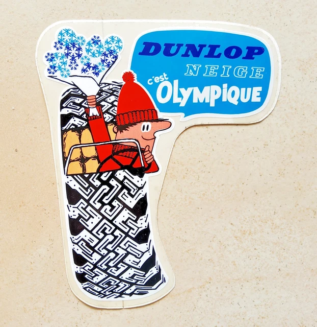 Autocollant Publicitaire Dunlop SP - 19x6 Cm - Vintage Années 80 - Drapeau Cible