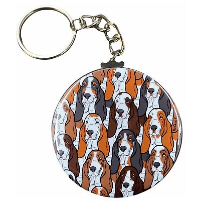 Basset Hound Dog Keychain Psychedelic Pattern Art Key Ring Gifts and Accessories